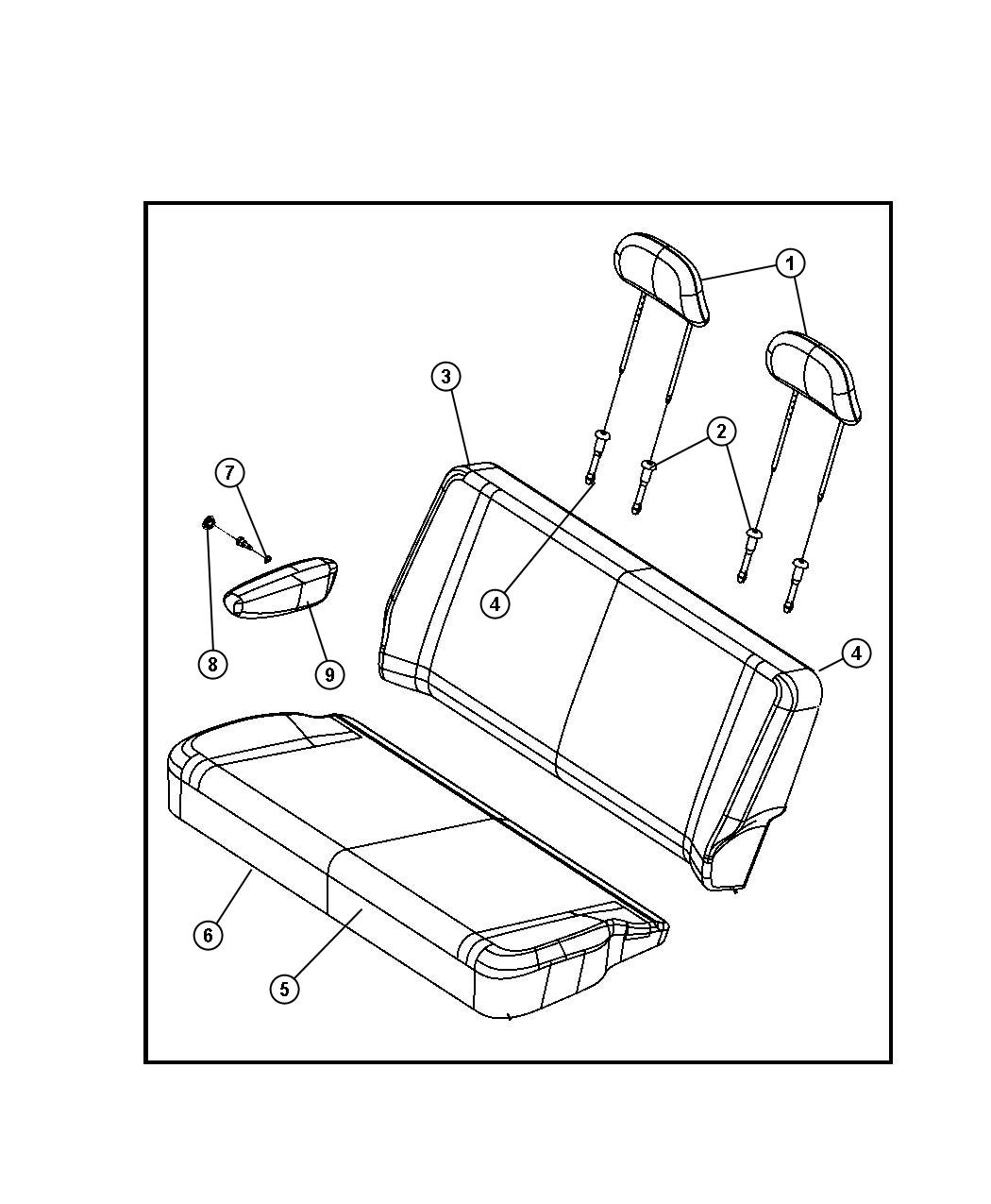 Diagram Rear Seat - Bench - Trim Code [H7]. for your 2000 Chrysler 300 M  