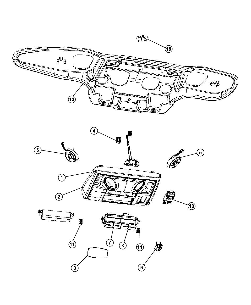 Diagram Overhead Console Front. for your 2001 Chrysler Town & Country   