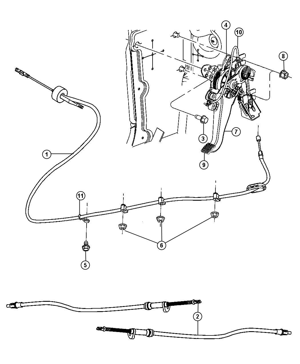 Diagram Park Brake Lever and Cables. for your 2015 Dodge Dart   