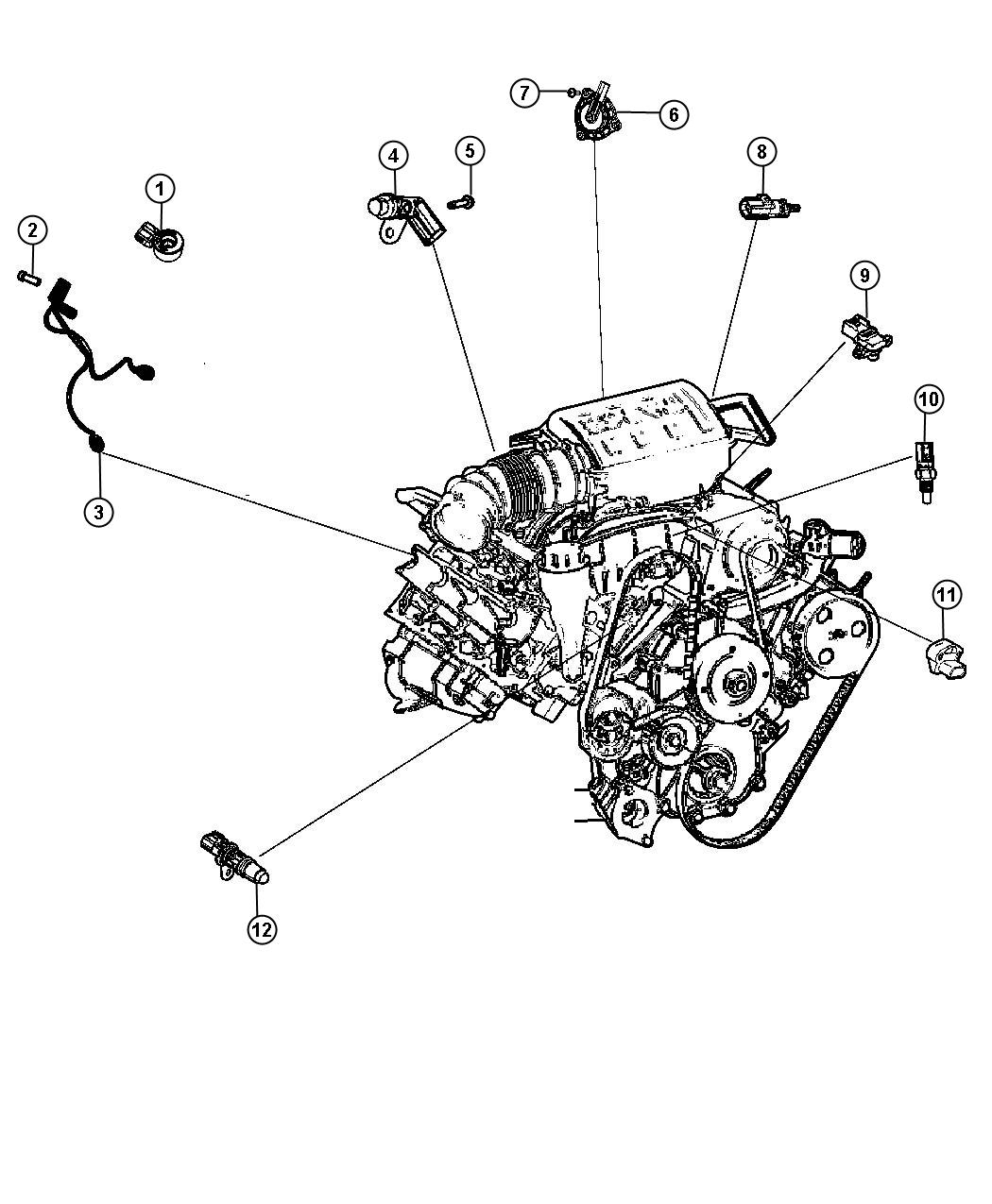Diagram Sensors Engine. for your 2012 Dodge Challenger   