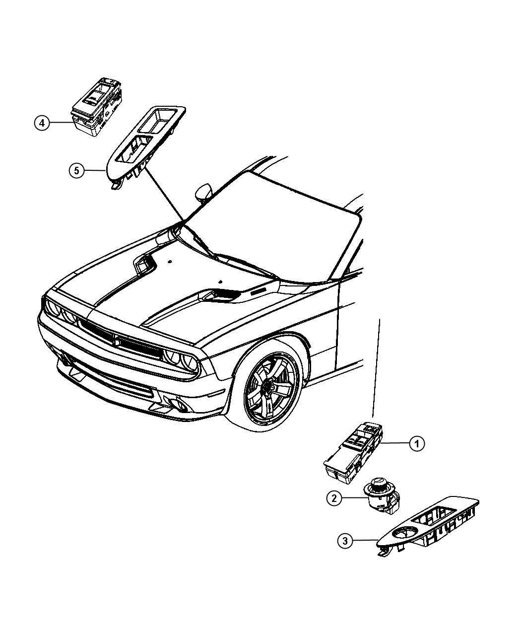 Diagram Switches Doors, Decklid, and Liftgate. for your 2012 Dodge Challenger  R/T 