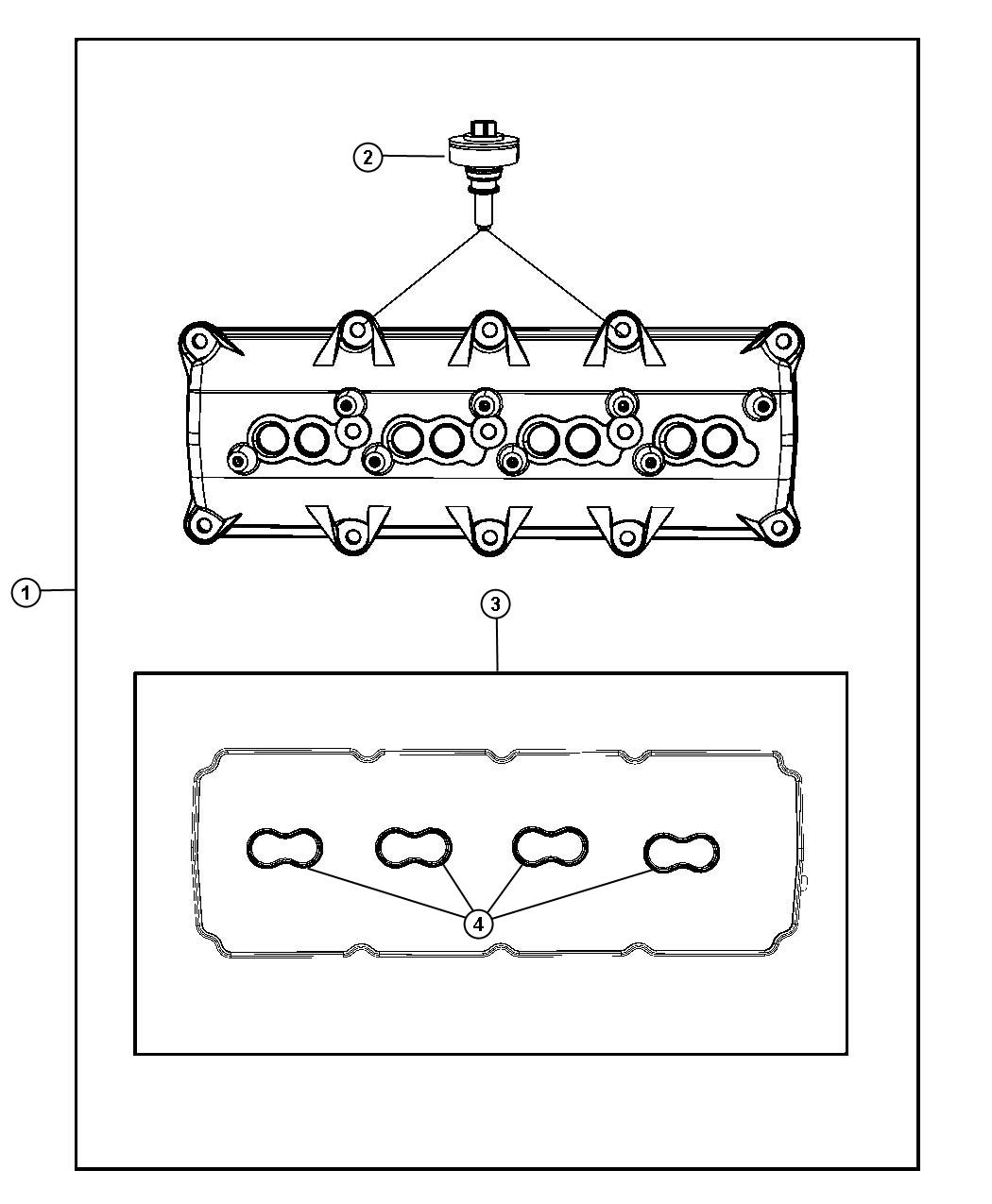 Diagram Cylinder Head Covers 5.7L [5.7L V8 HEMI VVT Engine] Without MDS. for your 2012 Dodge Challenger  R/T 