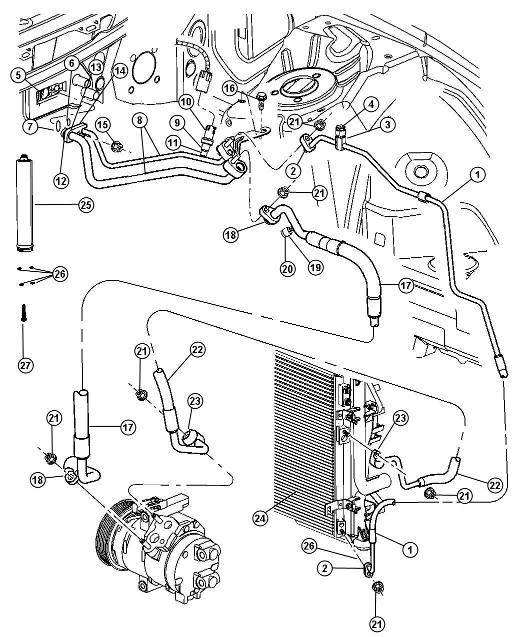 Diagram A/C Plumbing. for your Jeep Wrangler  