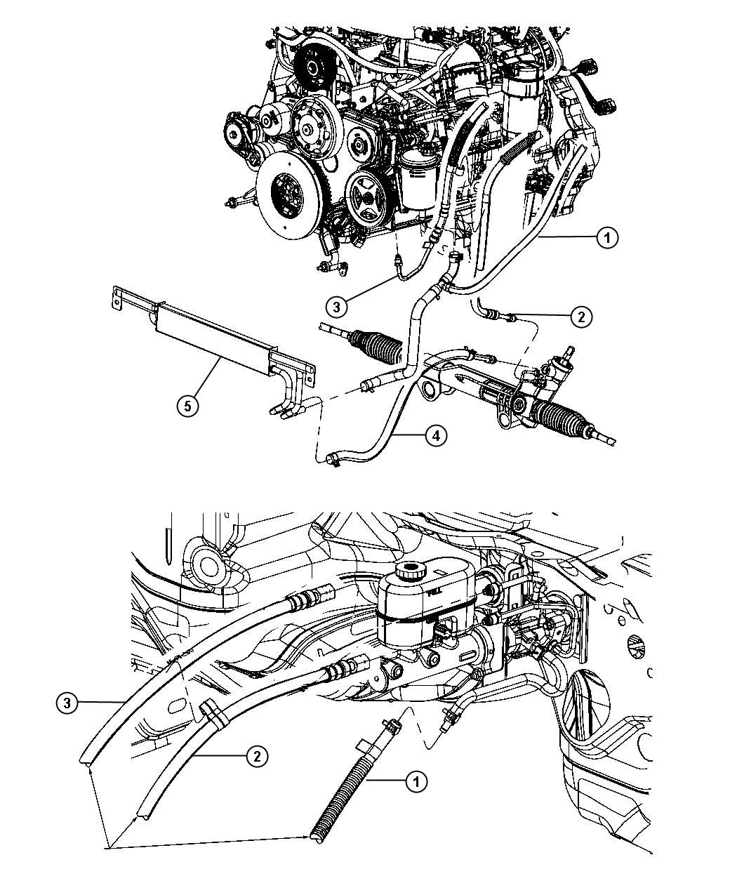 Diagram Power Steering Hoses Hydro Boost 2 Wheel Drive. for your 2018 Ram 3500   