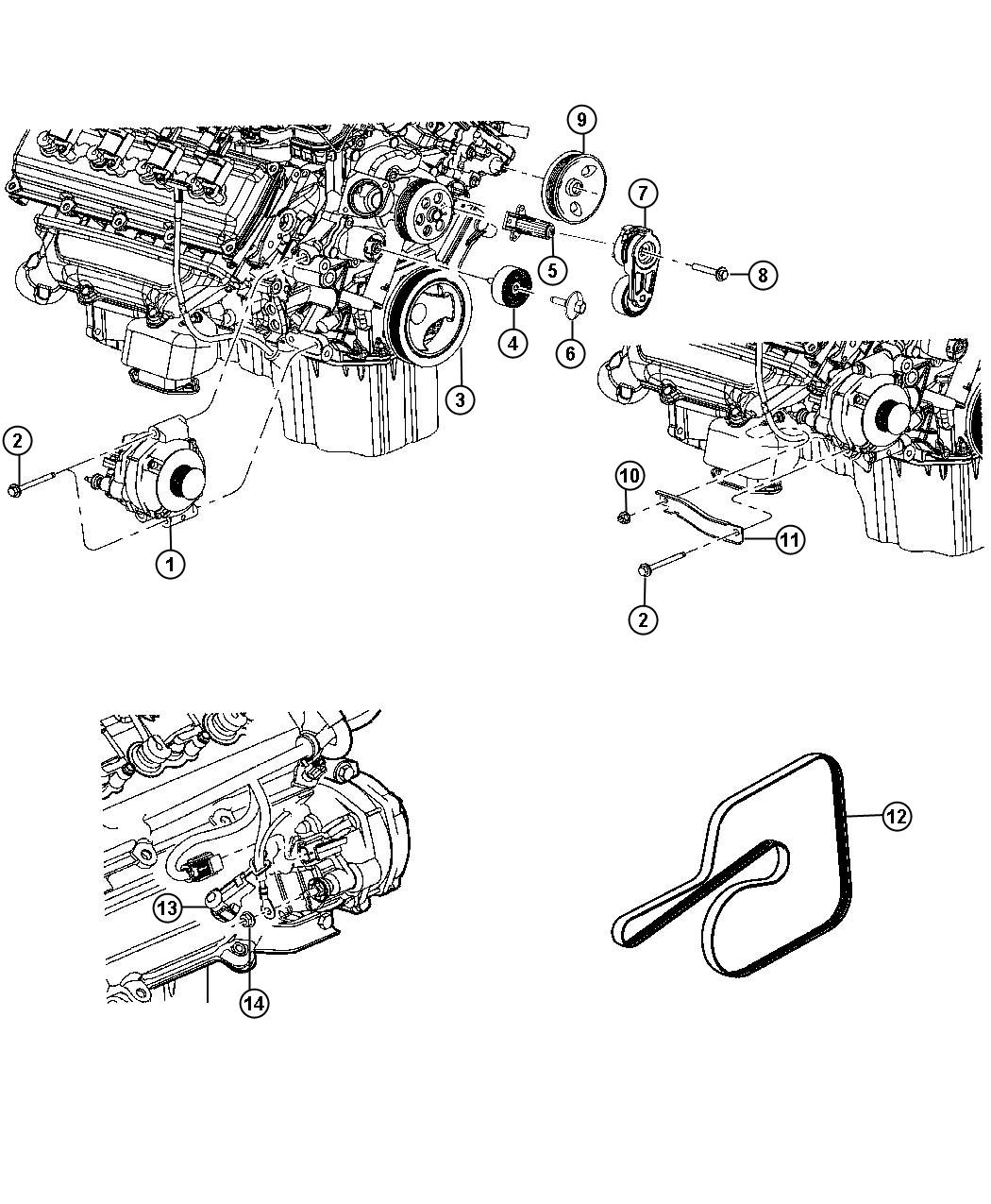 Diagram Generator/Alternator and Related Parts 5.7L, [5.7L V8 HEMI MDS VVT Engine]. for your 2012 Dodge Charger   