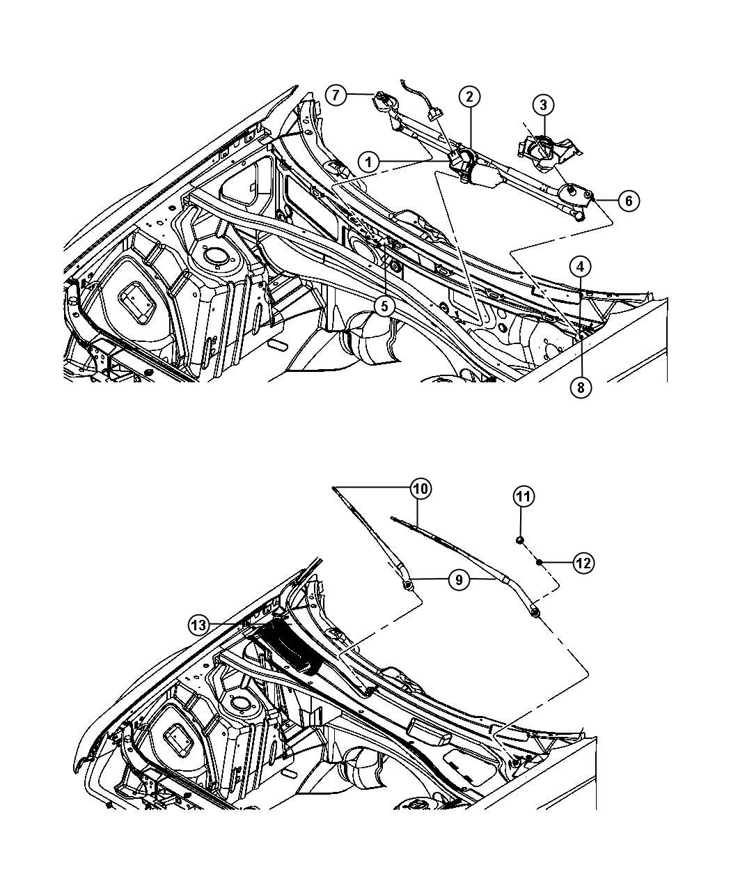 Diagram Wiper System Front. for your Dodge Charger  