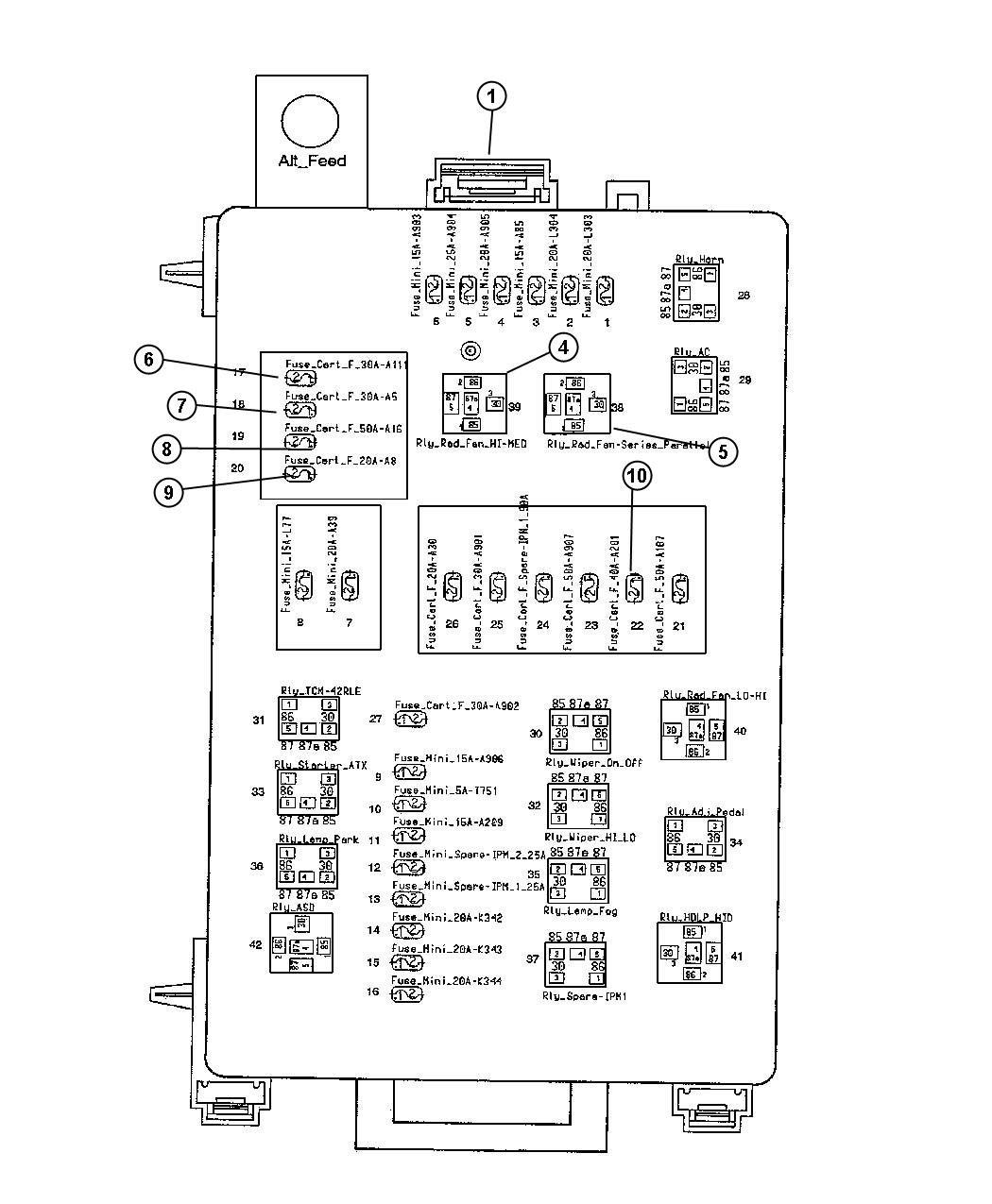 Diagram Power Distribution Center, Relays and Fuses. for your 2002 Chrysler 300  M 