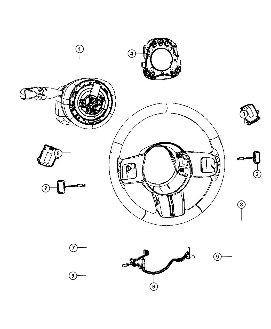 Diagram Switches, Steering Wheel and Column. for your 2000 Dodge Avenger   