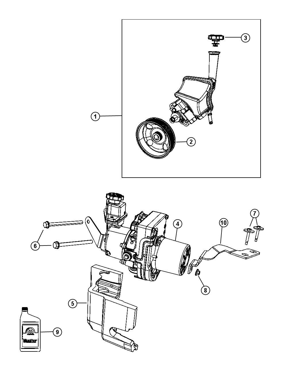 Diagram Power Steering Pump And Reservoir. for your 2004 Dodge Ram 1500   