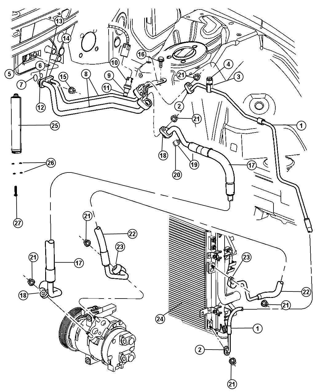 Diagram A/C Plumbing. for your 2002 Chrysler 300   