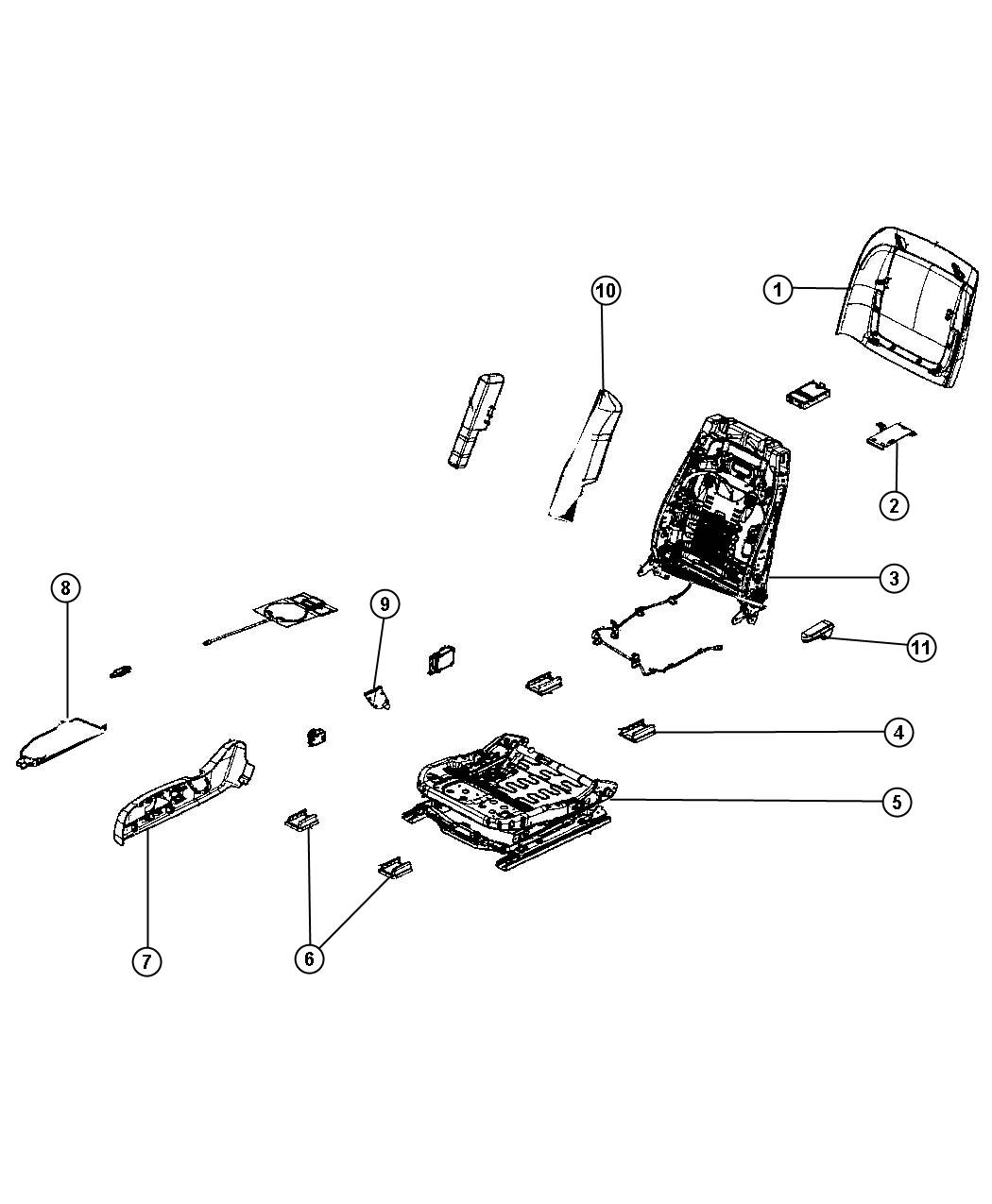 Adjusters, Recliners, and Shields - Passenger Seat - Manual. Diagram