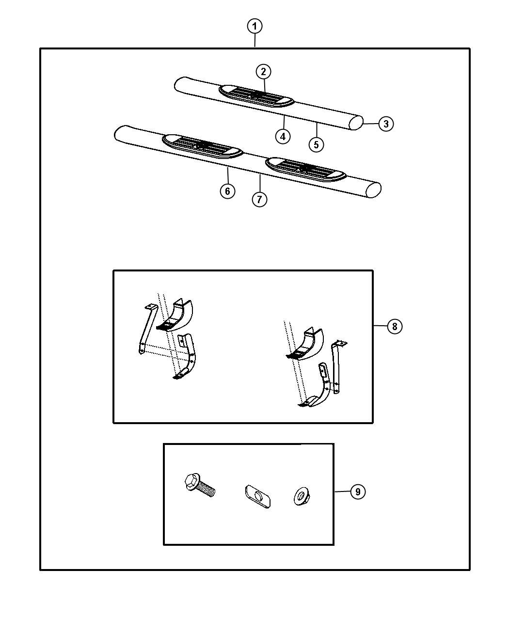 Diagram Step Kit - Side. for your 2008 Ram 1500   