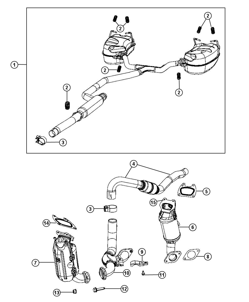 Diagram Exhaust System 3.6L [3.6L Mid V6 Engine]. for your Chrysler 300  M