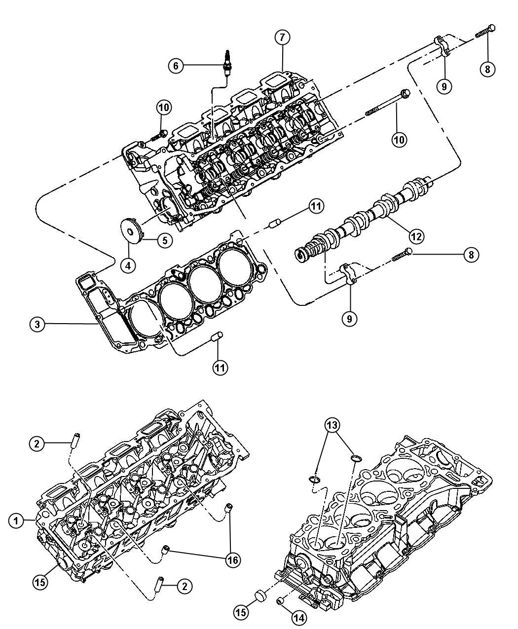 Diagram Cylinder Heads 4.7L [4.7L V8 Engine]. for your Ram 1500  