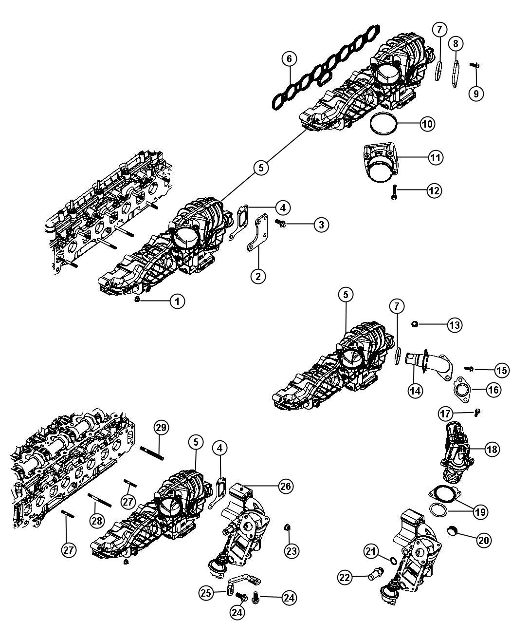 Diagram Intake Manifold 2.8L Diesel [2.8L I4 TURBO DIESEL ENGINE]. for your 2023 Jeep Grand Cherokee LAREDO  