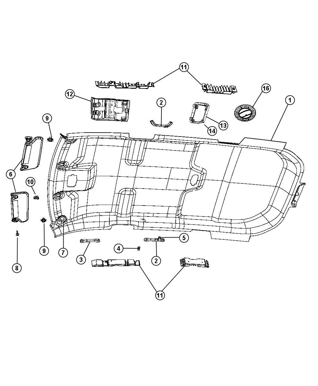 Headliners and Visors. Diagram