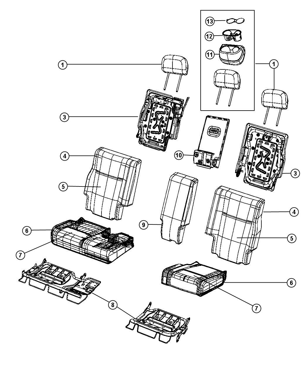 Diagram Rear Seat - Split Seat - Trim Code [E7]. for your 2003 Chrysler 300  M 