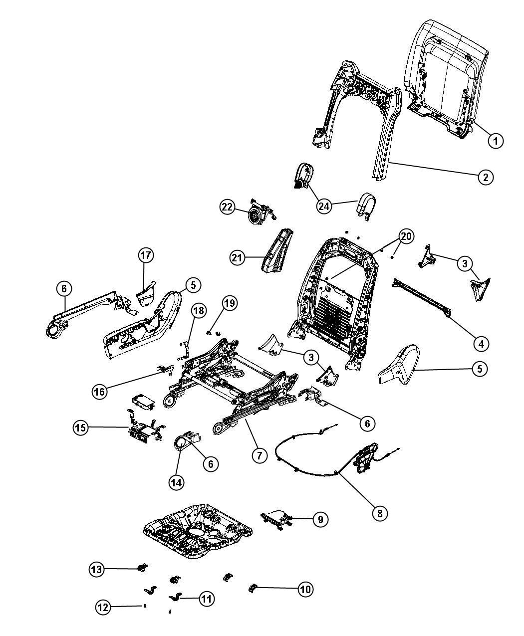 Diagram Adjusters, Recliners and Shields - Passenger Seat - Power. for your 2003 Chrysler 300  M 