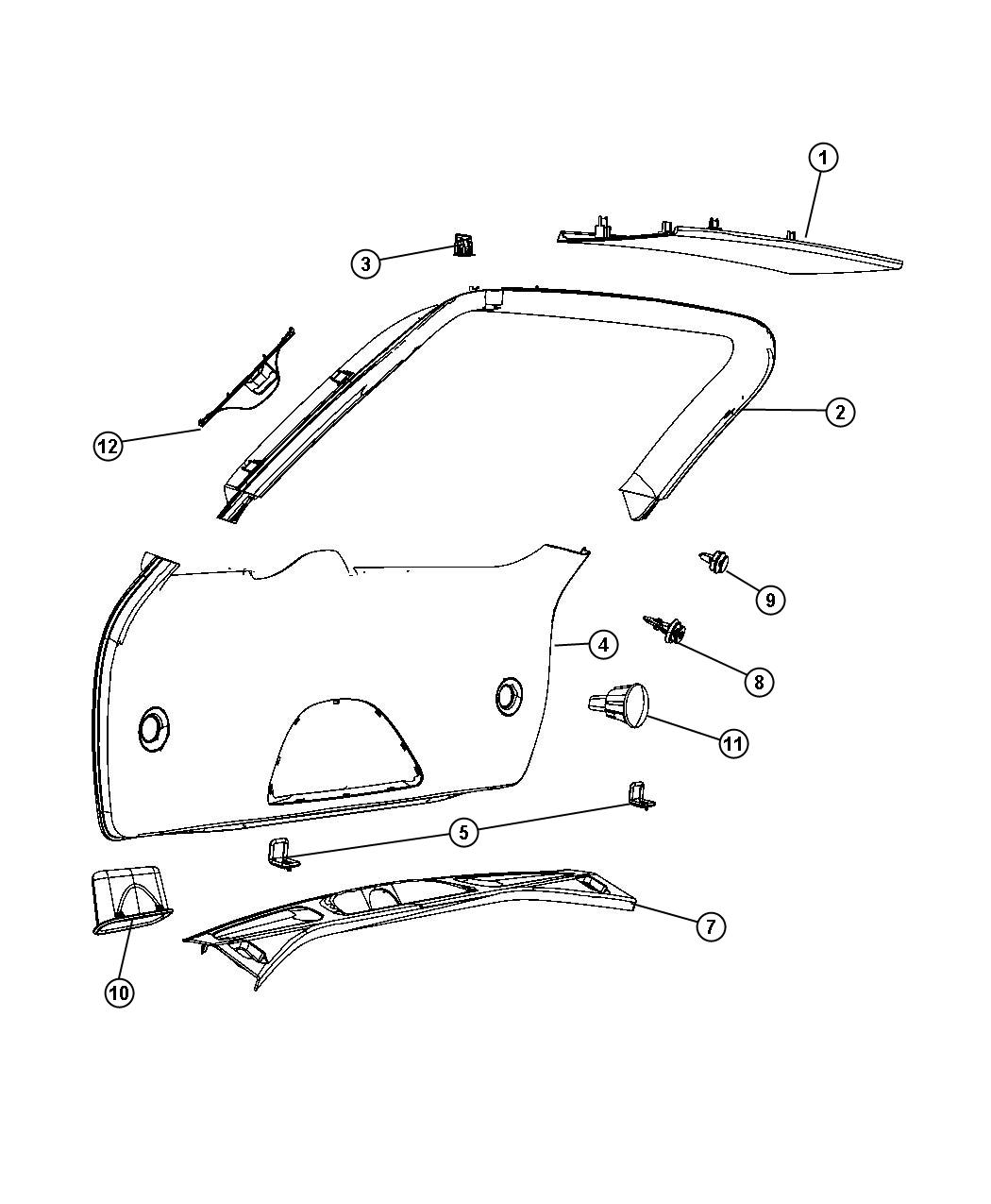 Jeep Grand Cherokee Panel Liftgate Trim Upper Black Black