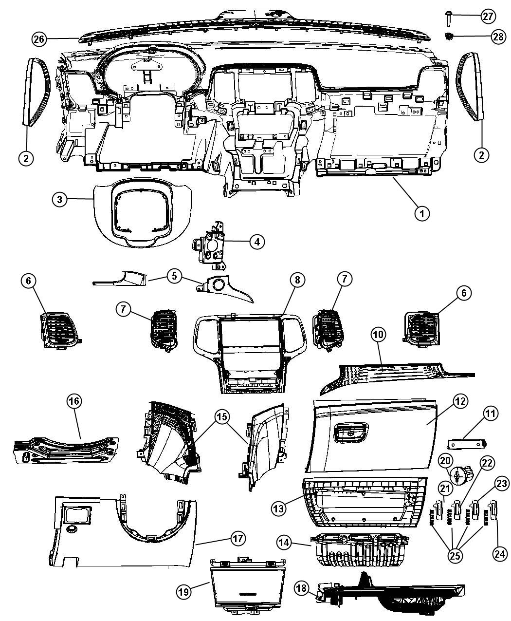 Diagram Instrument Panel. for your Jeep Grand Cherokee  