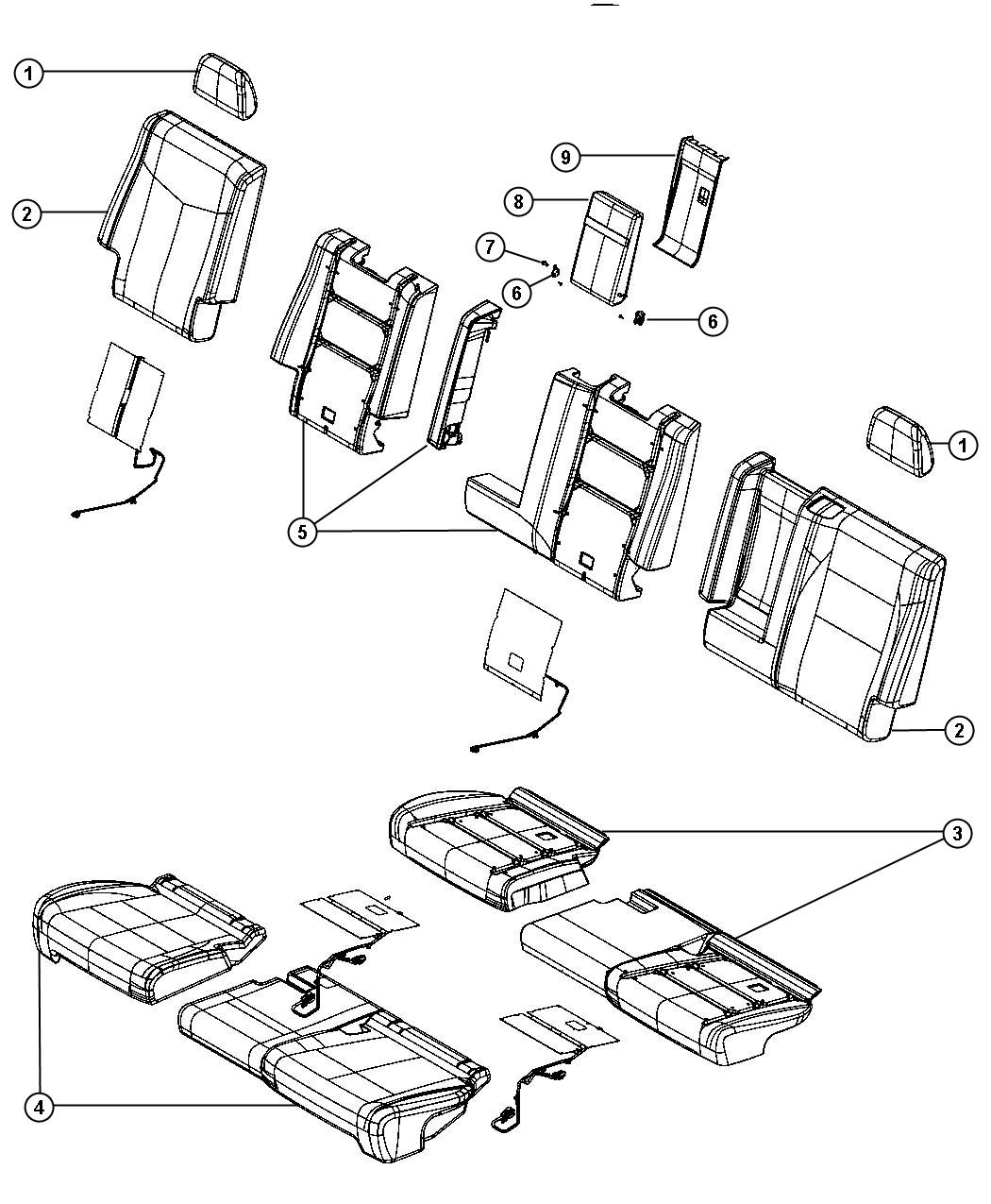 Diagram Rear Seat - Split Seat - Trim Code [K7]. for your 2000 Chrysler 300  M 