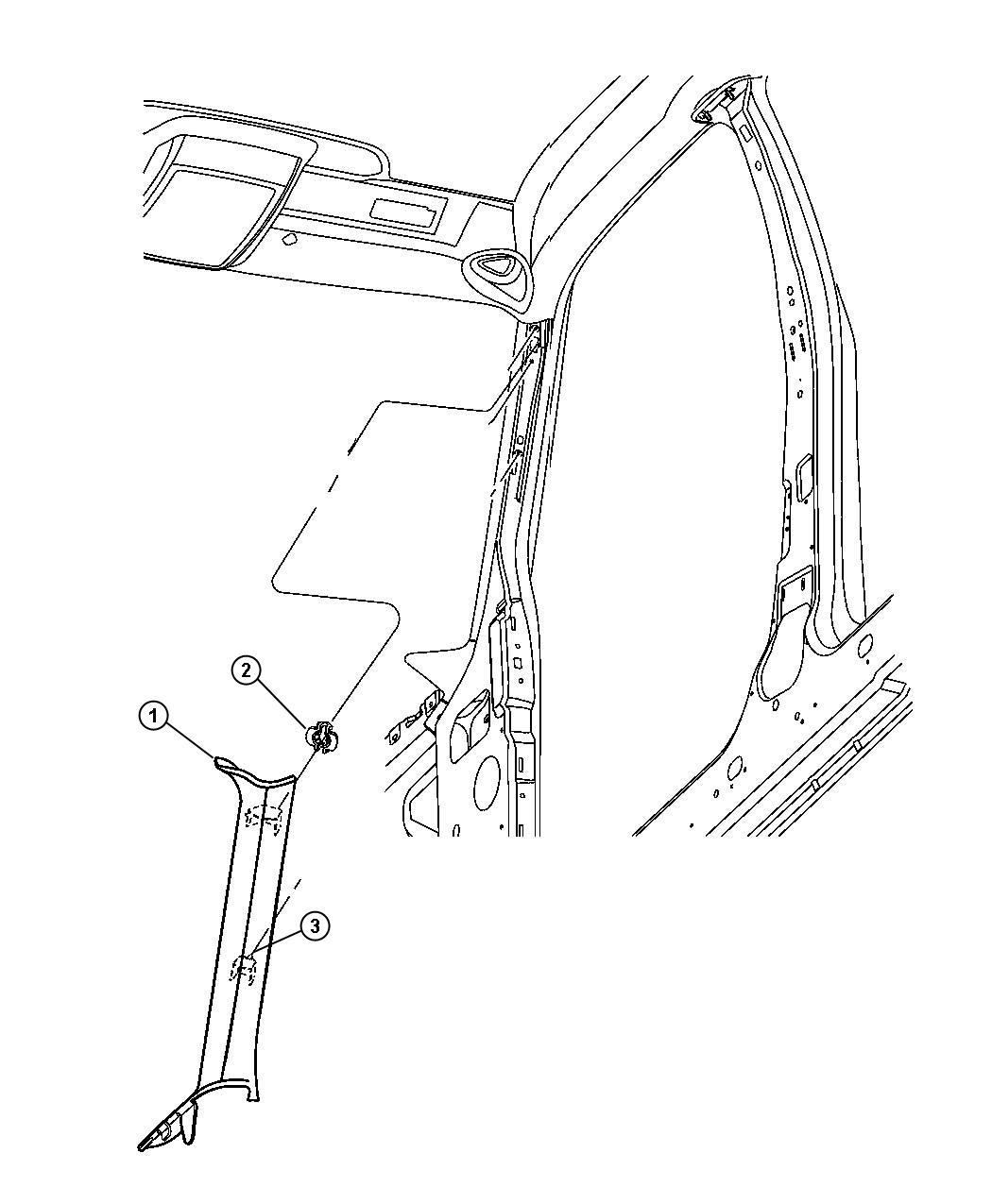 Diagram Interior Moldings and Pillars - A Pillar. for your 2002 Chrysler 300 M  