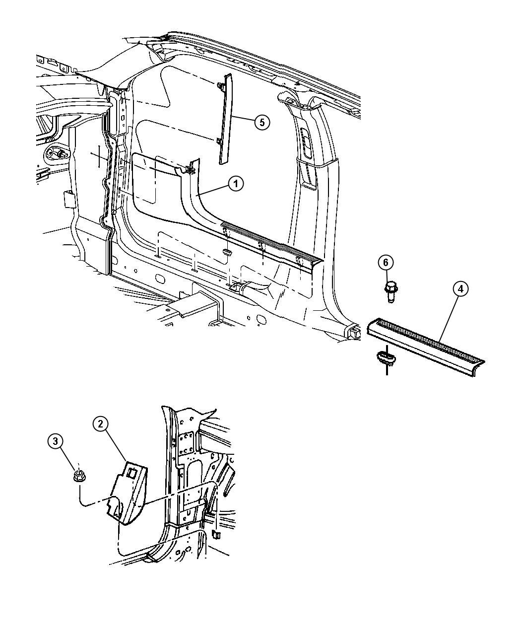 Diagram Cowl Side Panel and Scuff Plates. for your Chrysler