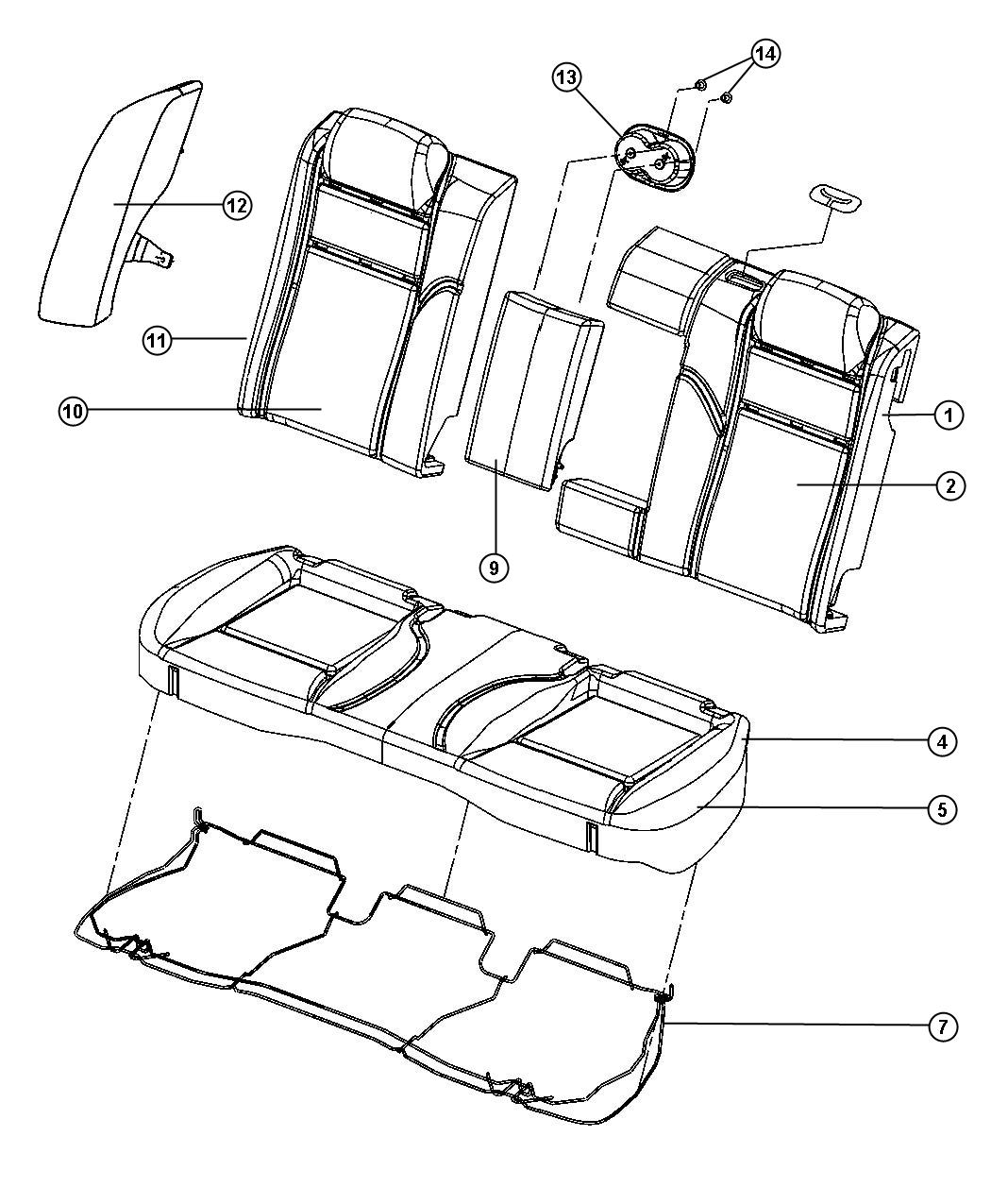 Diagram Rear Seat - Split - Trim Code [AL]. for your Chrysler