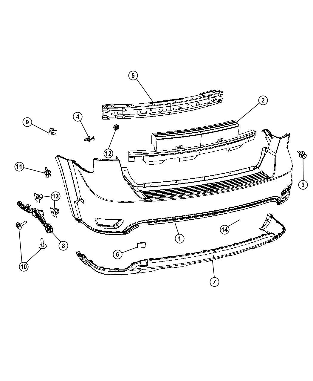 Diagram Fascia, Rear. for your 2009 Dodge Journey   