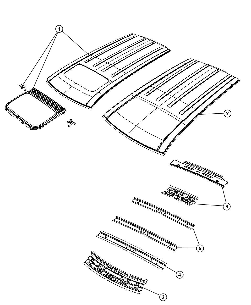 Diagram Roof Panel. for your 2003 Ram 3500   