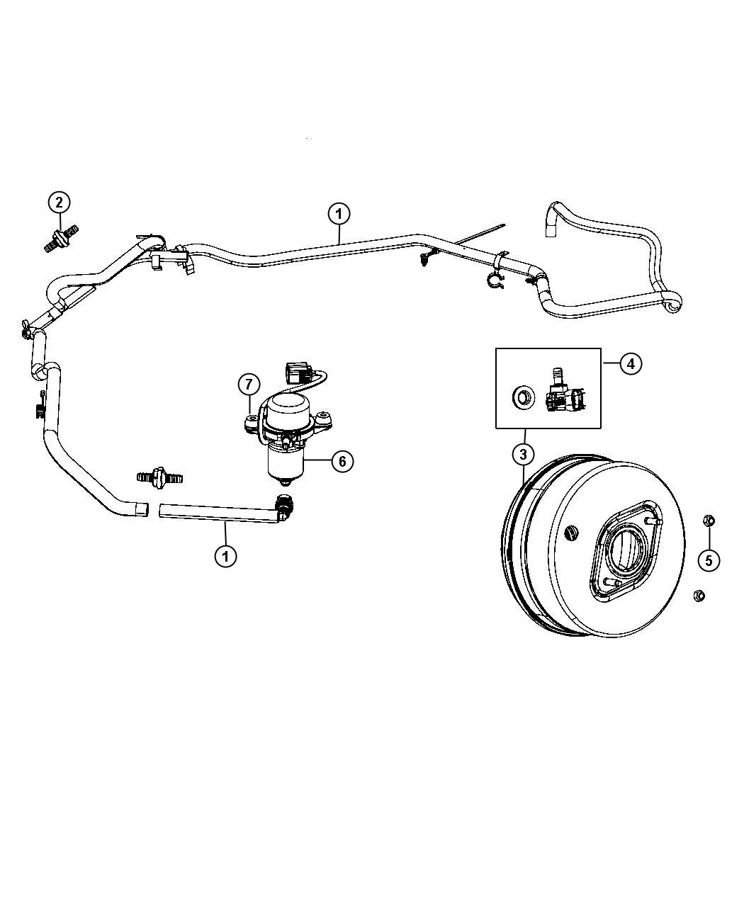 Jeep Grand Cherokee Hose. Brake booster vacuum. [all v6 engines