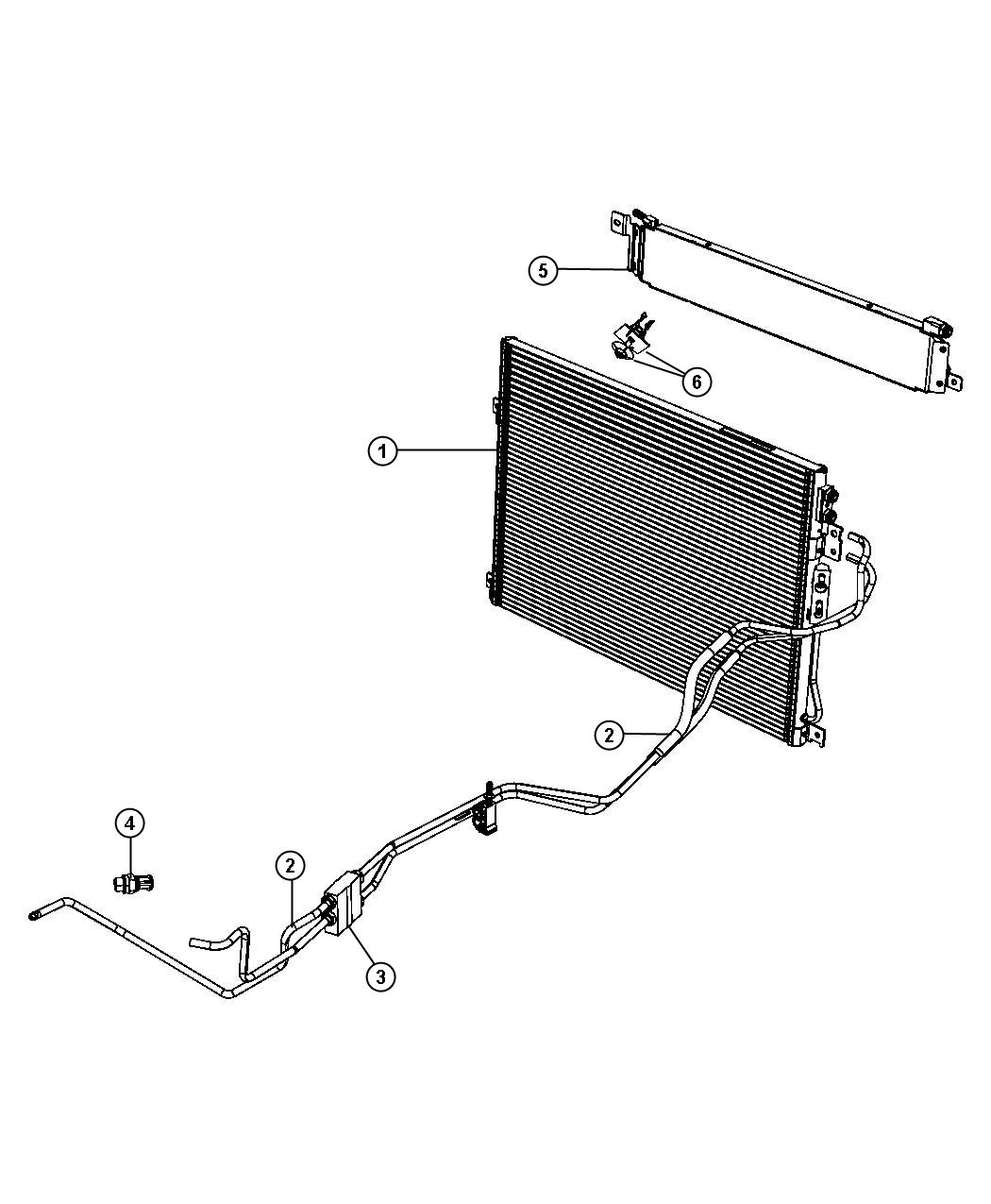 Diagram Transmission Oil Cooler and Lines. for your 2016 Ram 2500 5.7L Hemi V8 A/T 4X4 ST REG CAB 8 FT BOX 