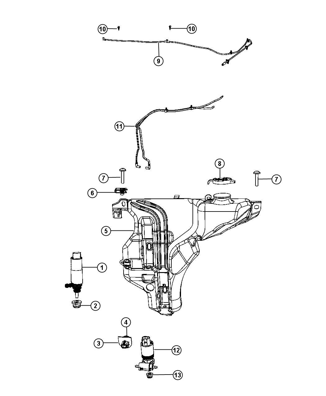 Front Washer System. Diagram