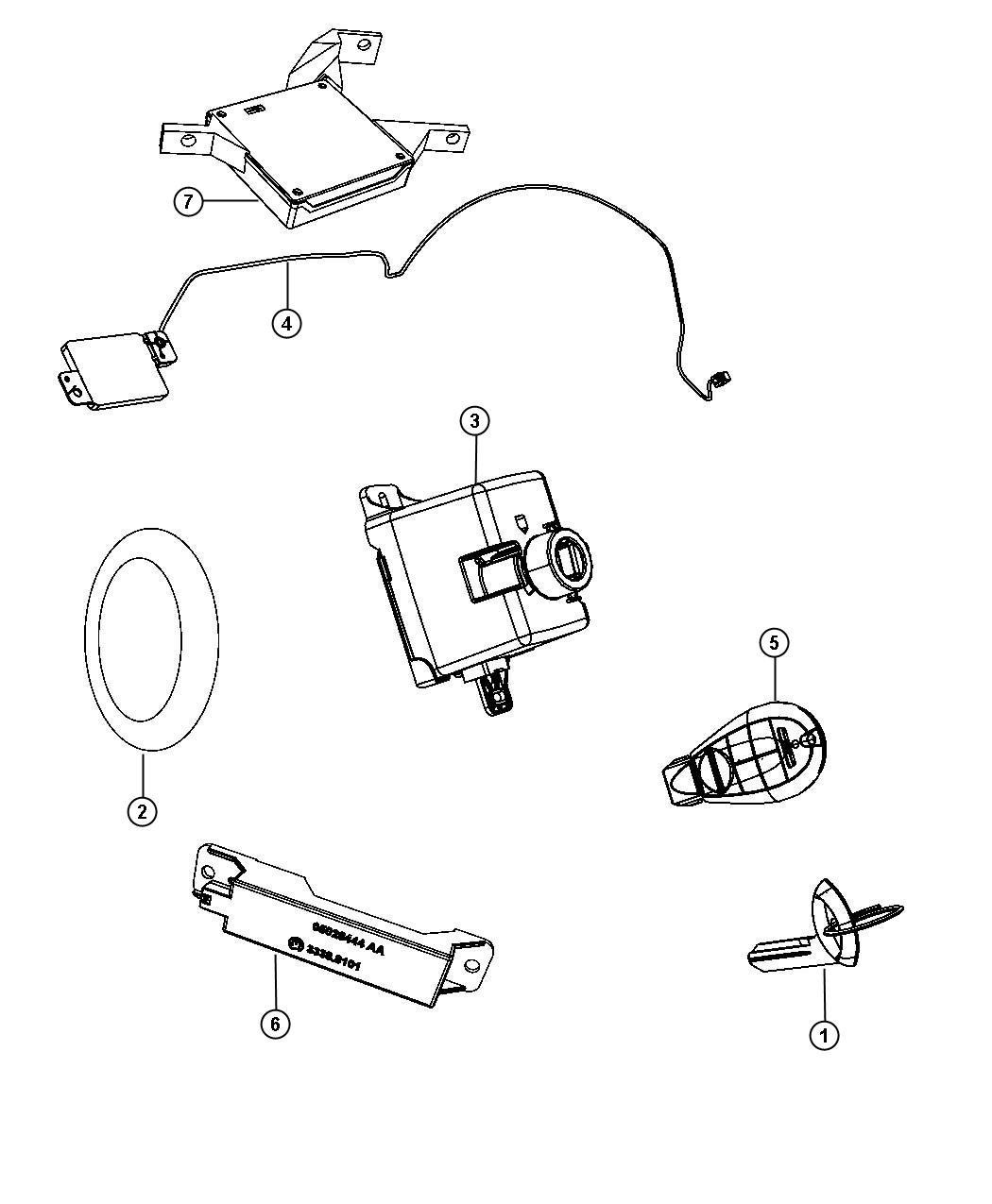 Diagram Receiver Modules, Keys and Key FOBS. for your 2012 Jeep Grand Cherokee 5.7L V8 4X4  