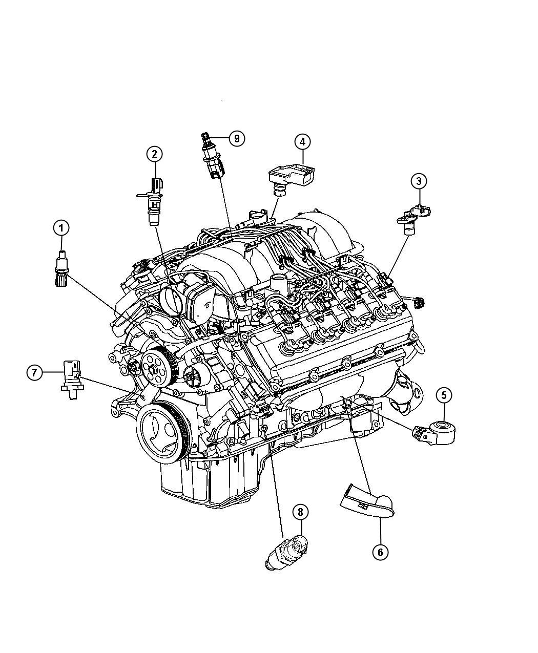 Diagram Sensors, Gas Engine. for your Jeep Grand Cherokee  