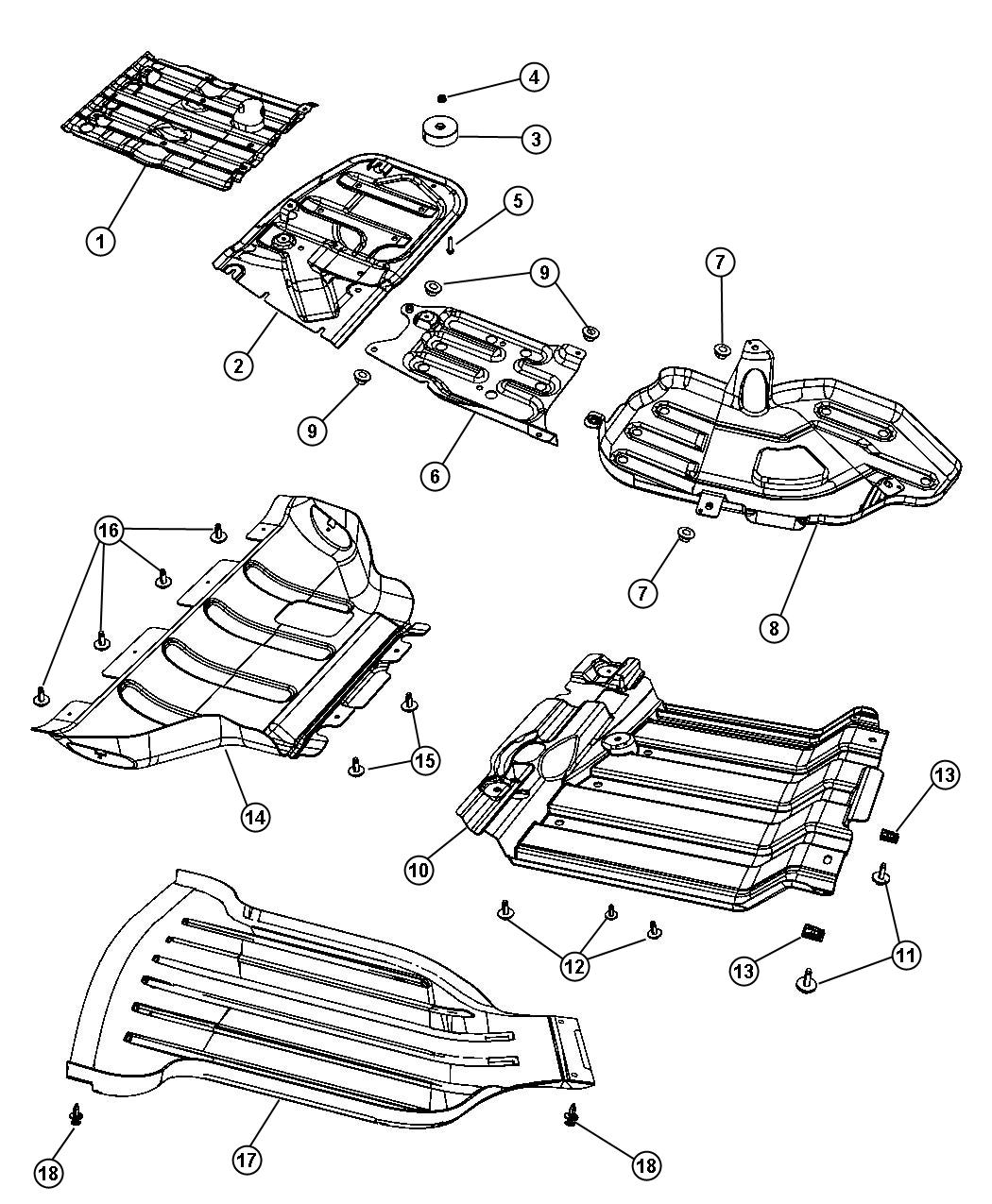 Diagram Underbody Shields And Plate. for your 2004 Chrysler 300  M 