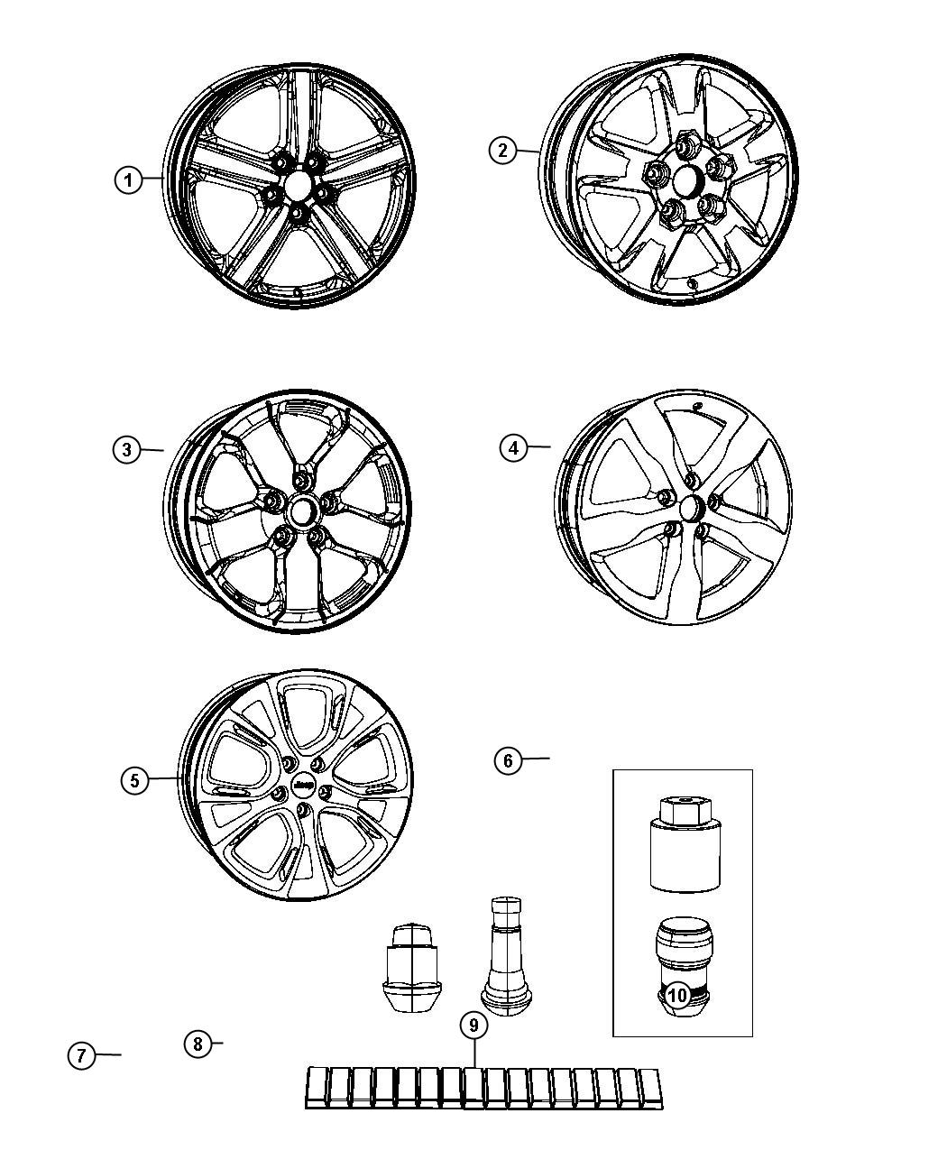 Diagram Wheels and Hardware. for your Jeep