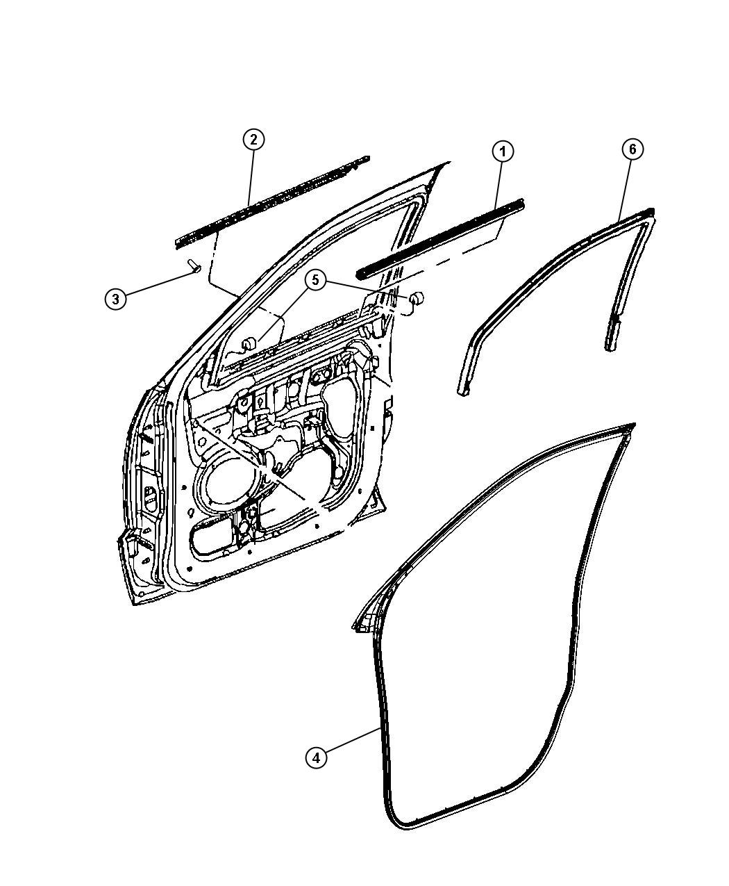 Diagram Weatherstrips, Front Door. for your 2009 Jeep Grand Cherokee   