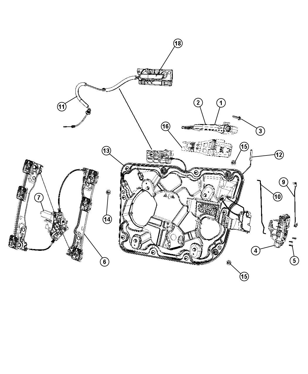 Diagram Front Door, Hardware Components. for your 2013 Dodge Grand Caravan   