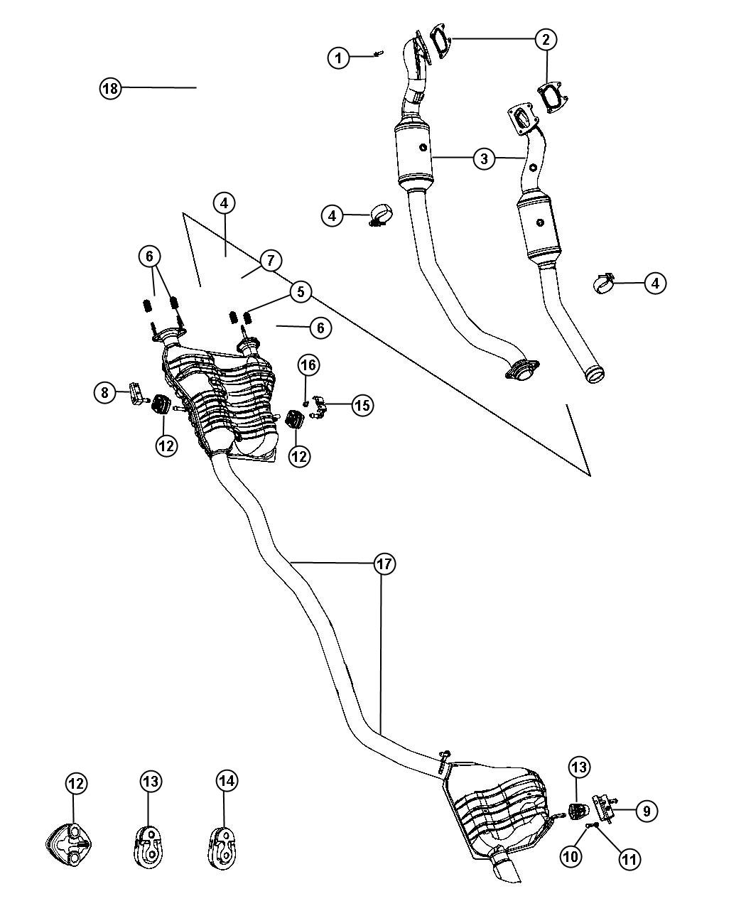 Diagram Exhaust System Single. for your 2000 Dodge Durango   