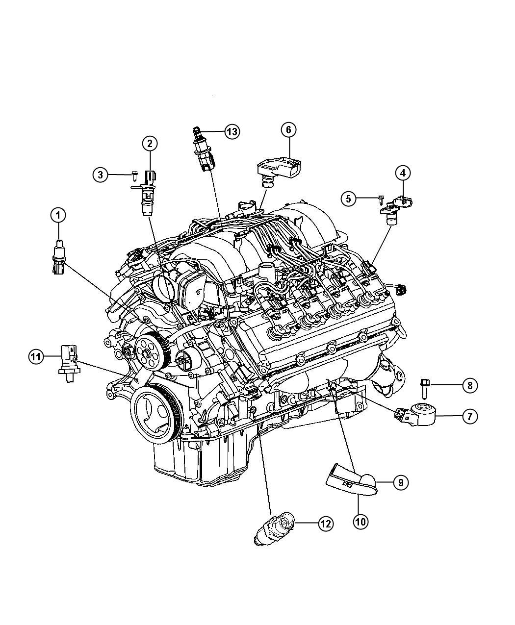 Diagram Sensors, Gas Engine. for your Dodge Durango  