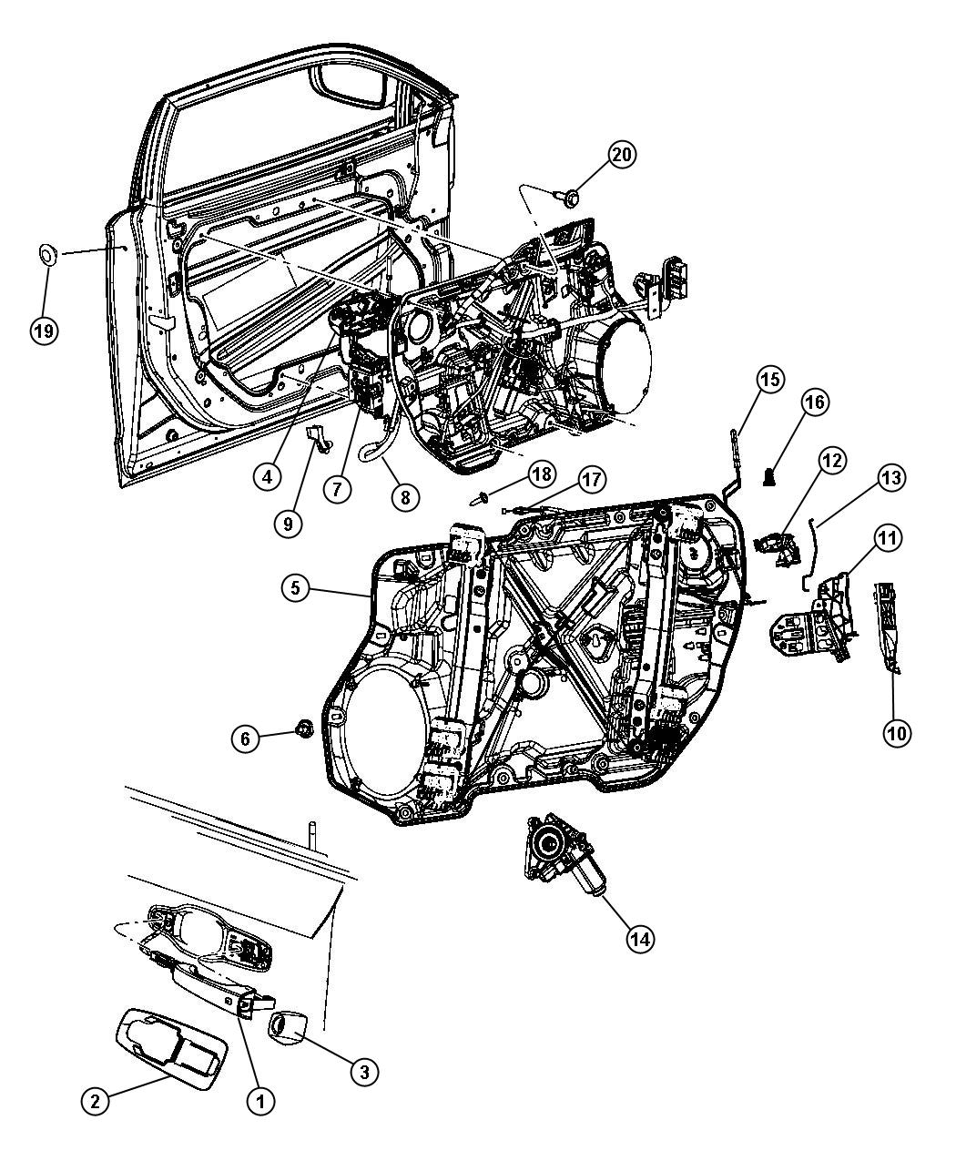 Diagram Front Door, Hardware Components, 300. for your 1999 Chrysler 300  M 