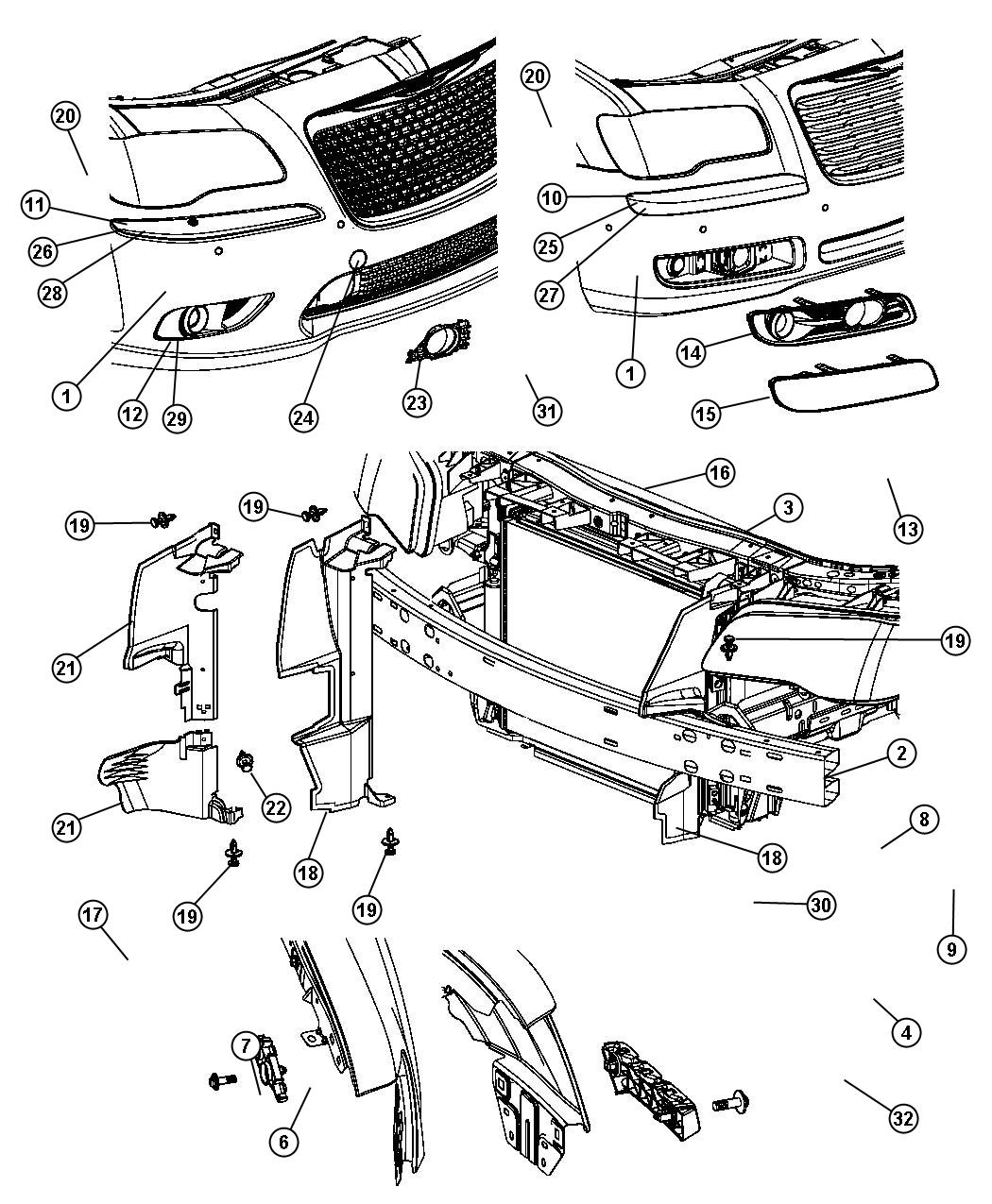 Diagram Fascia, Front. for your 2017 Dodge Charger   