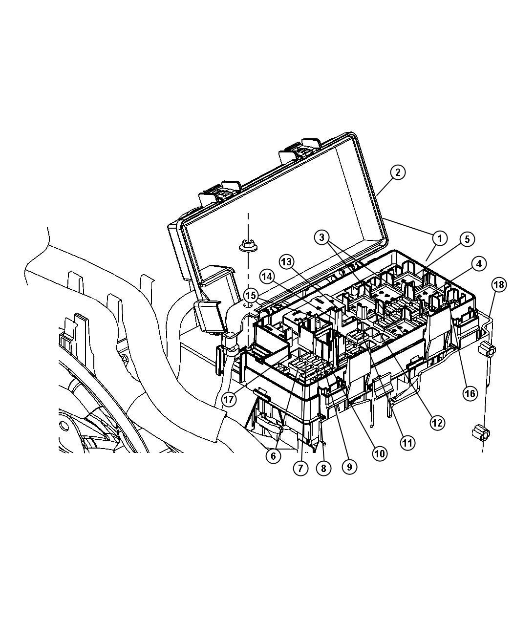 Diagram Power Distribution Center, Front. for your Jeep Grand Cherokee  