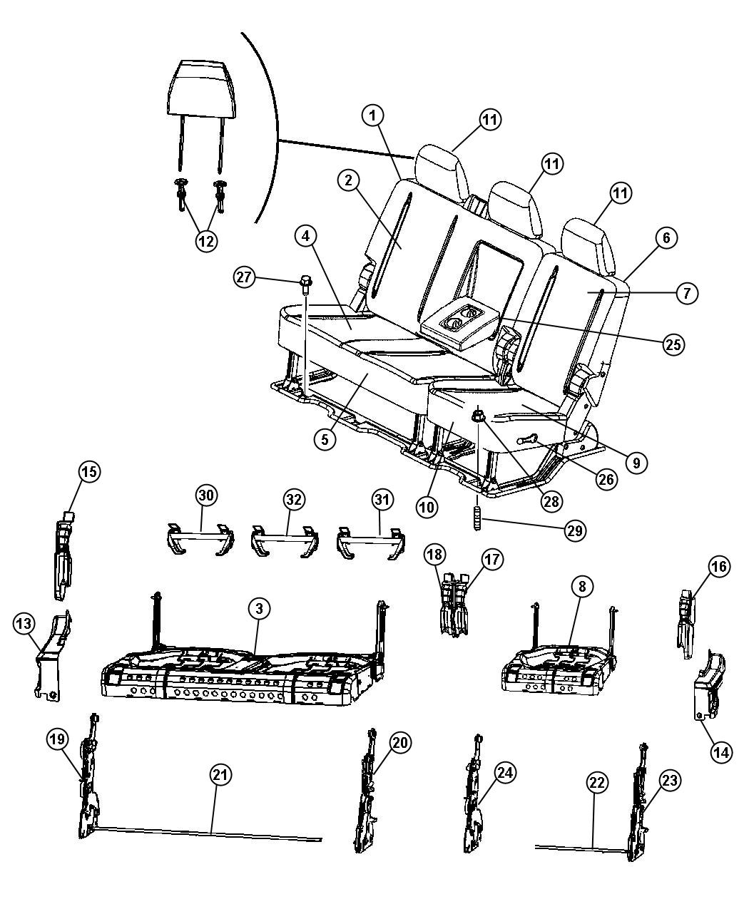 Mega Cab - Split Seat - Trim Code [VL]. Diagram