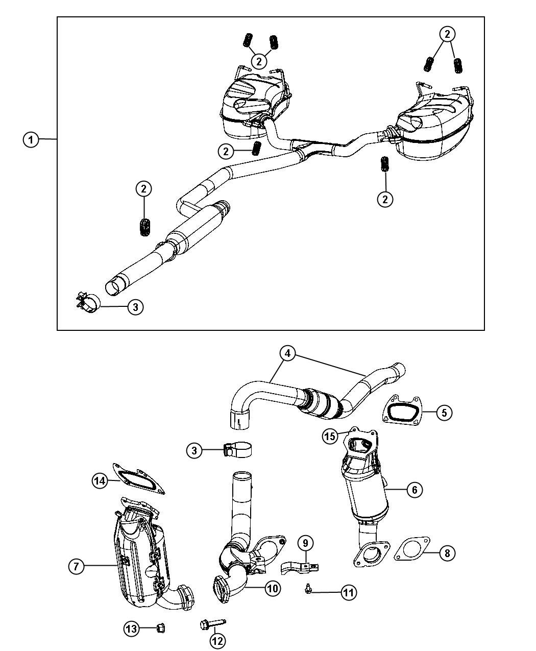 Diagram Exhaust System 3.6L [3.6L V6 VVT Engine]. for your 2001 Dodge Grand Caravan   