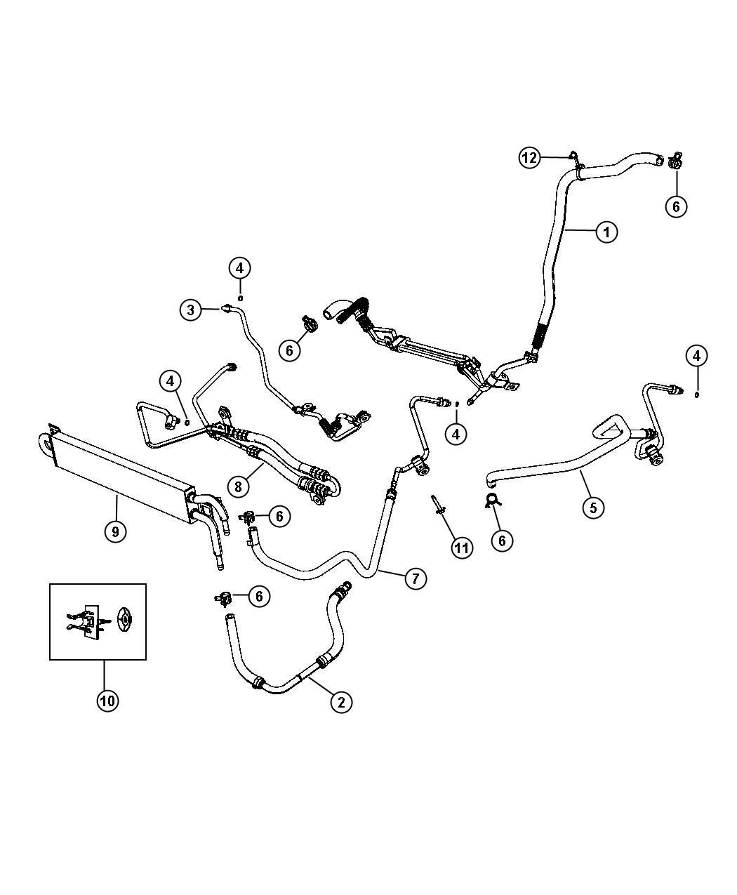 Power Steering Hoses. Diagram