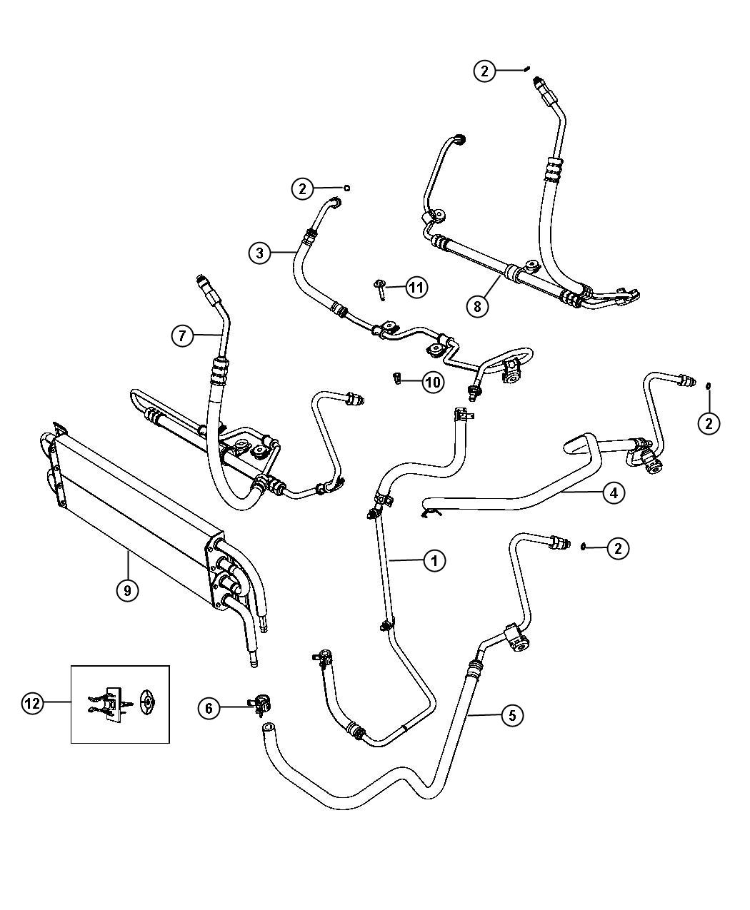 Power Steering Hoses. Diagram