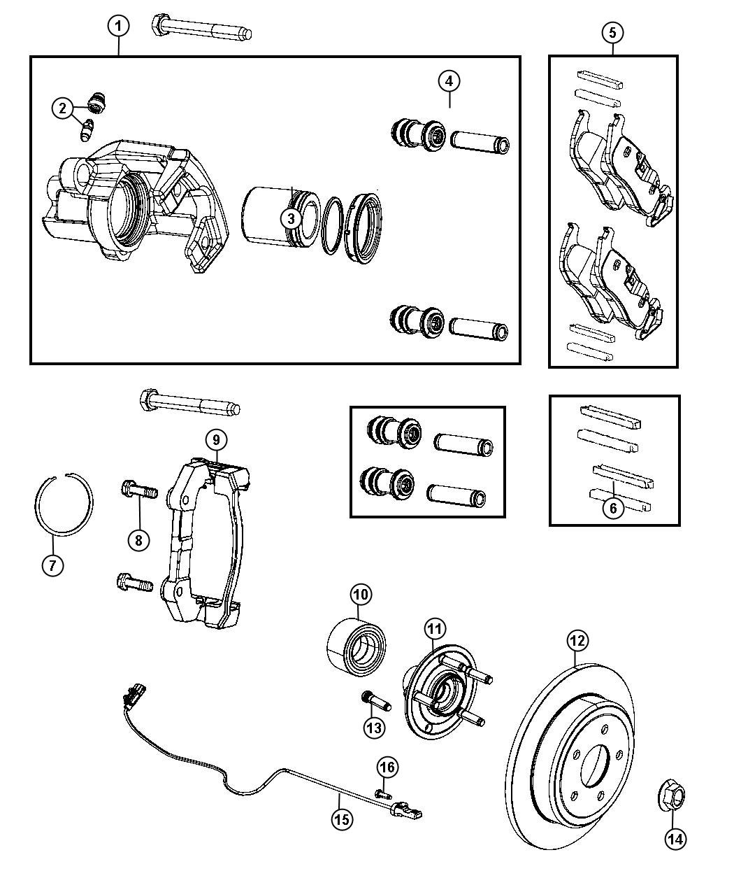 Diagram Brakes, Rear, Disc. for your 2000 Jeep Grand Cherokee   