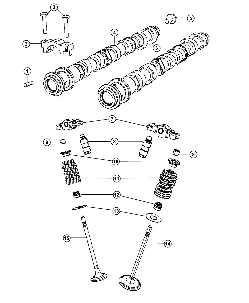 Diagram Camshafts And Valvetrain 3.6L [3.6L V6 VVT Engine]. for your 2023 Dodge Challenger   